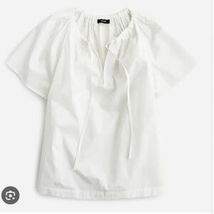J Crew Poplin Tie Neck Top in White